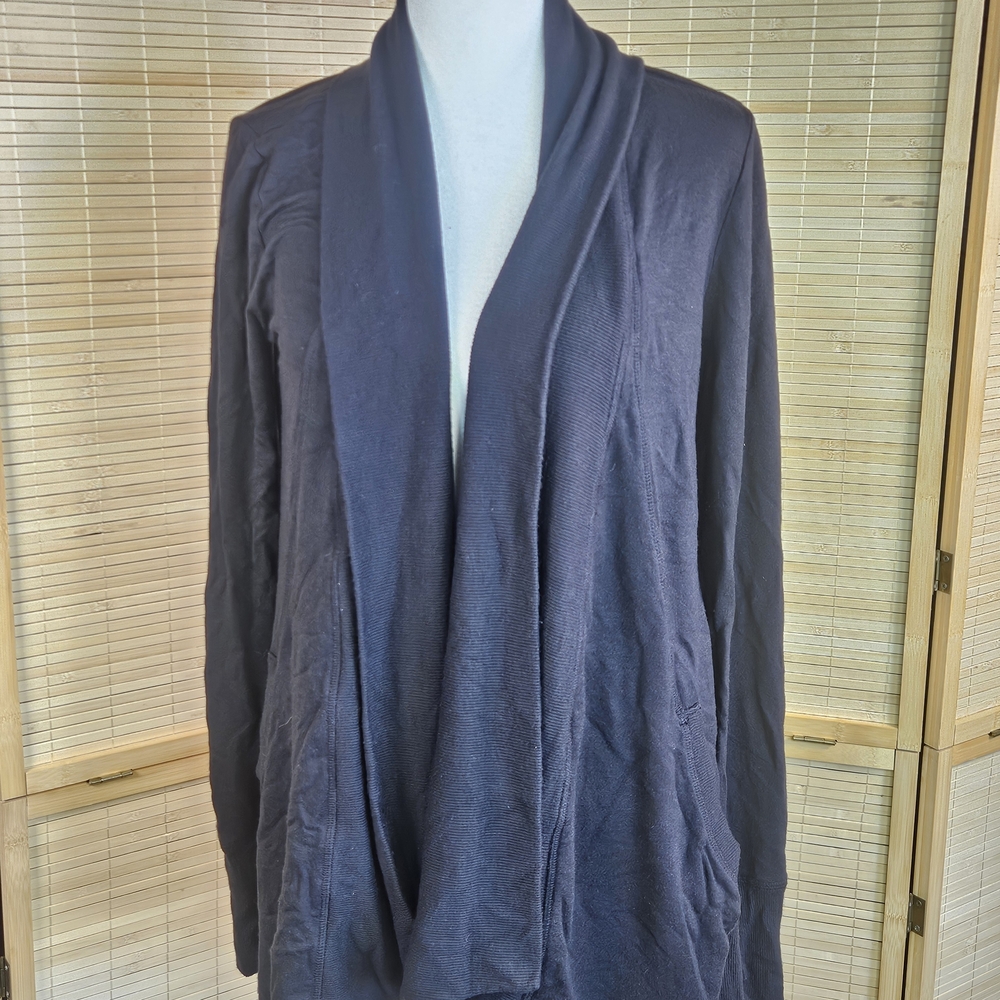 Athleta Womens XS Open‎ Front Cardigan Long Sleeve Dark Gray Cozy Lounge